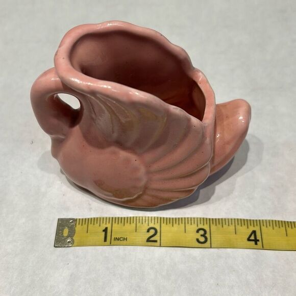 Vtg 1940s Pink Fredericksburg Clay Art Pottery Swan Planter Vase 3.5" - Picture 7 of 8